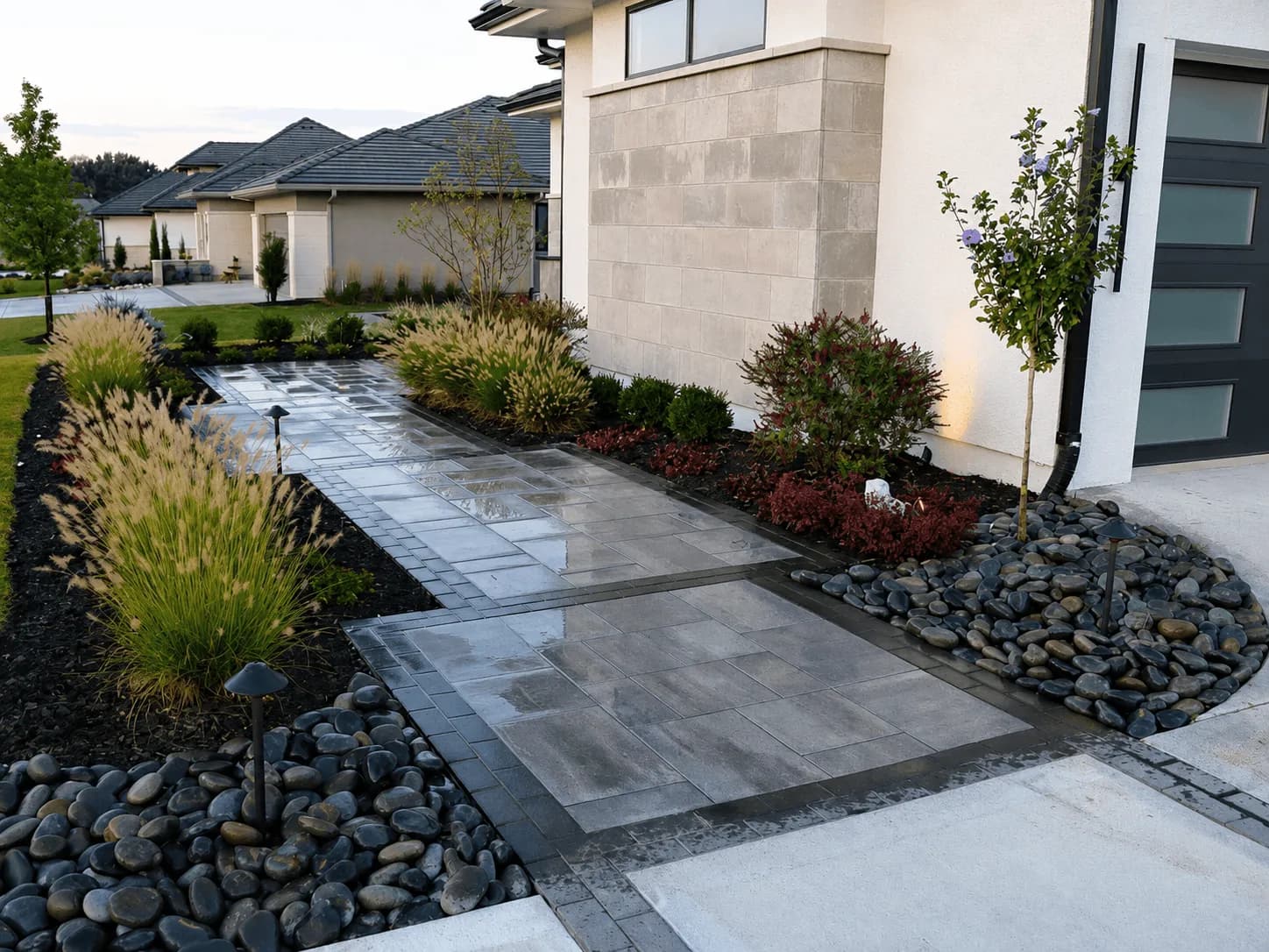 Spartan Builders Front Yard Landscaping Walkway